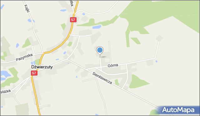 Dźwierzuty, Słoneczna, mapa Dźwierzuty