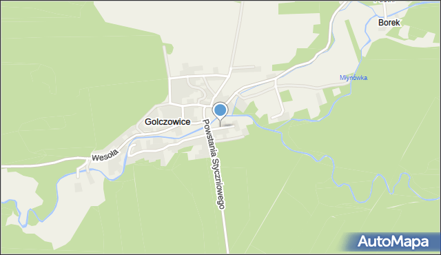 Golczowice gmina Klucze, Słoneczna, mapa Golczowice gmina Klucze