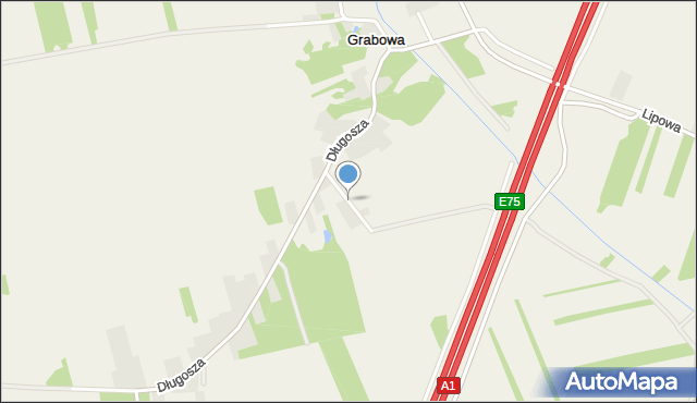 Grabowa gmina Mykanów, Słoneczna, mapa Grabowa gmina Mykanów