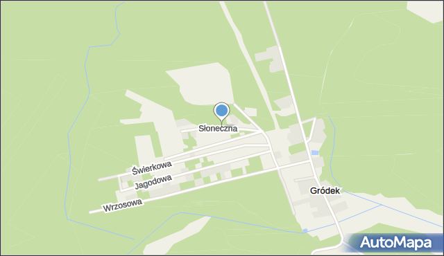 Gródek gmina Lelów, Słoneczna, mapa Gródek gmina Lelów