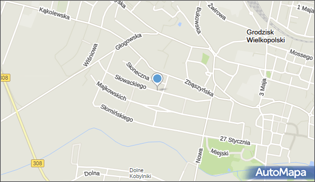 Grodzisk Wielkopolski, Słowackiego Juliusza, mapa Grodzisk Wielkopolski