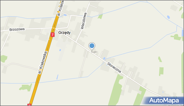 Grzędy gmina Tarczyn, Słoneczna, mapa Grzędy gmina Tarczyn