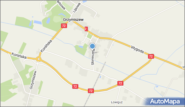 Grzymiszew, Słoneczna, mapa Grzymiszew