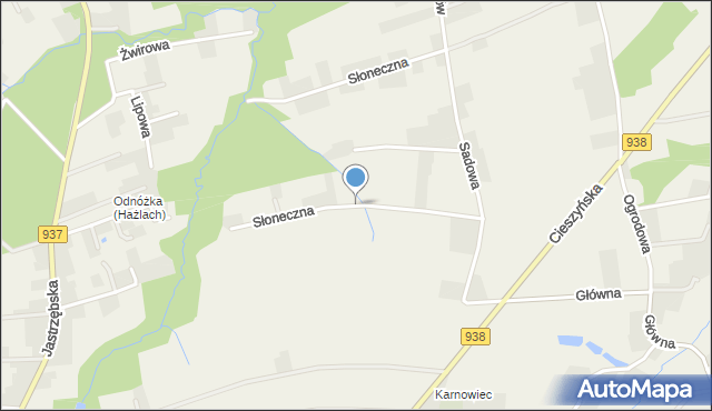 Hażlach, Słoneczna, mapa Hażlach