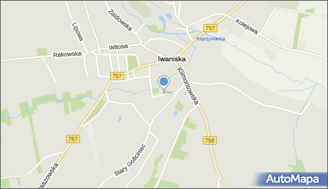 Iwaniska, Słodowa, mapa Iwaniska