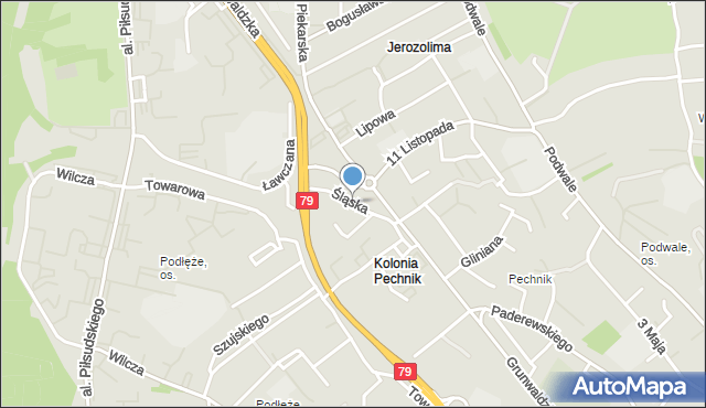 Jaworzno, Śląska, mapa Jaworzno