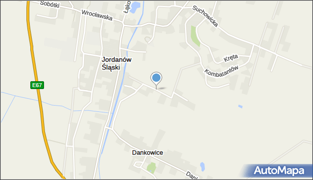 Jordanów Śląski, Słoneczna, mapa Jordanów Śląski