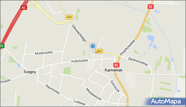 Kamieńsk, Śliwińskiego Antoniego, mapa Kamieńsk