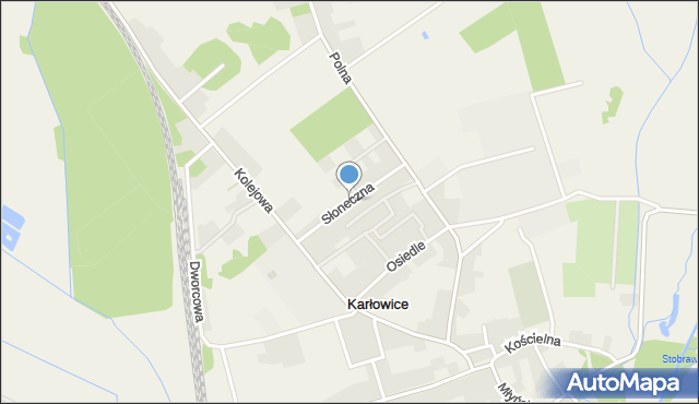 Karłowice gmina Popielów, Słoneczna, mapa Karłowice gmina Popielów