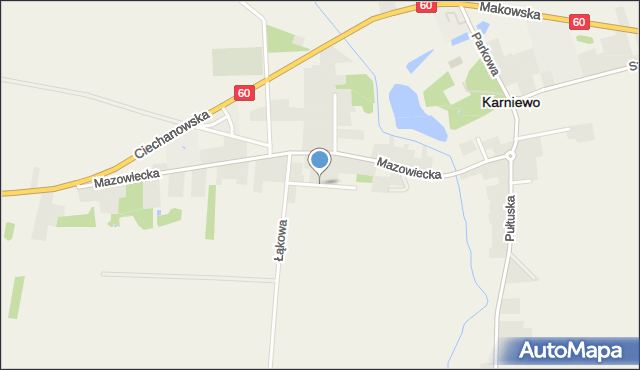 Karniewo powiat makowski, Słoneczna, mapa Karniewo powiat makowski