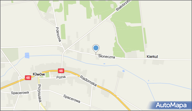 Klwów, Słoneczna, mapa Klwów