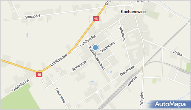Kochanowice, Słoneczna, mapa Kochanowice