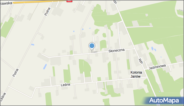 Kolonia Janów gmina Mińsk Mazowiecki, Słoneczna, mapa Kolonia Janów gmina Mińsk Mazowiecki
