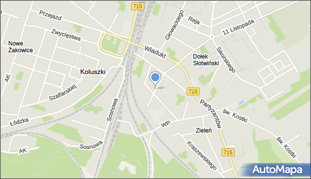 Koluszki, Słoneczna, mapa Koluszki