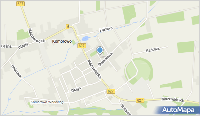 Komorowo gmina Ostrów Mazowiecka, Słoneczna, mapa Komorowo gmina Ostrów Mazowiecka