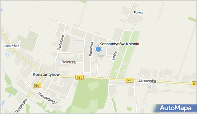 Konstantynów powiat bialski, Słoneczna, mapa Konstantynów powiat bialski