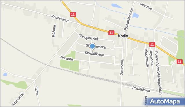 Kotlin, Słowackiego Juliusza, mapa Kotlin