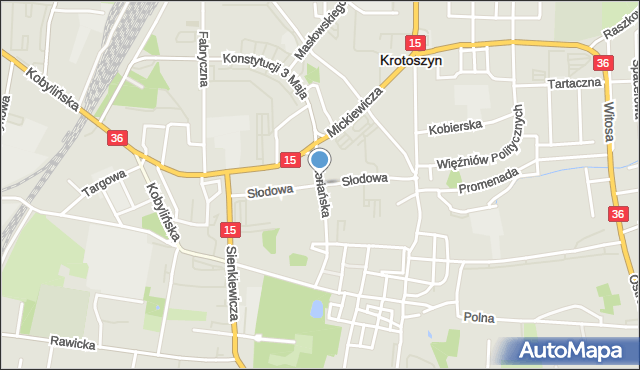 Krotoszyn, Słodowa, mapa Krotoszyna