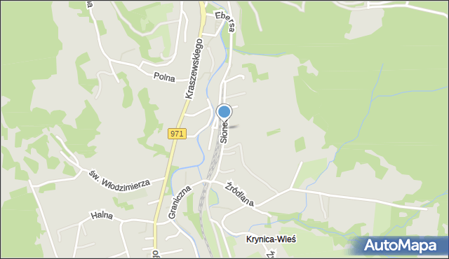 Krynica-Zdrój, Słoneczna, mapa Krynica-Zdrój