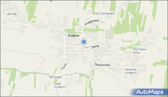 Krzęcin gmina Skawina, Słoneczna, mapa Krzęcin gmina Skawina