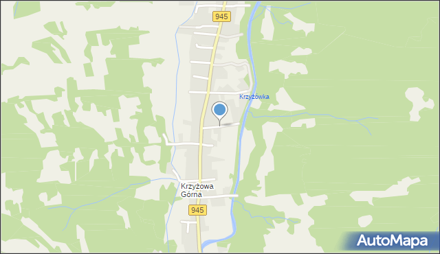 Krzyżowa gmina Jeleśnia, Śliwkowa, mapa Krzyżowa gmina Jeleśnia