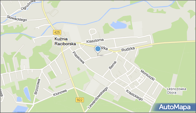 Kuźnia Raciborska, Słoneczna, mapa Kuźnia Raciborska