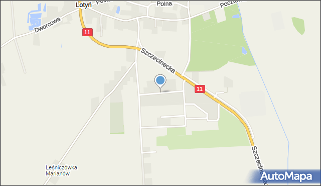 Lotyń gmina Okonek, Słoneczna, mapa Lotyń gmina Okonek