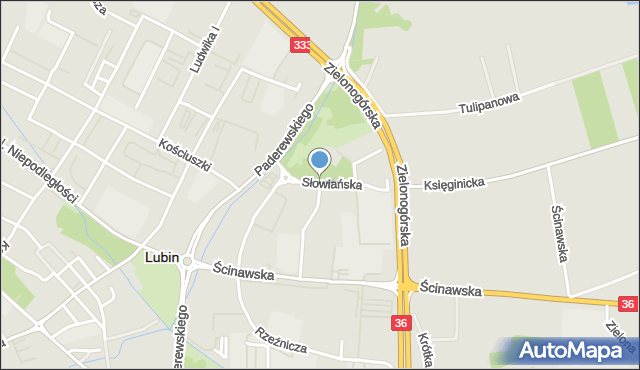 Lubin, Słowiańska, mapa Lubin