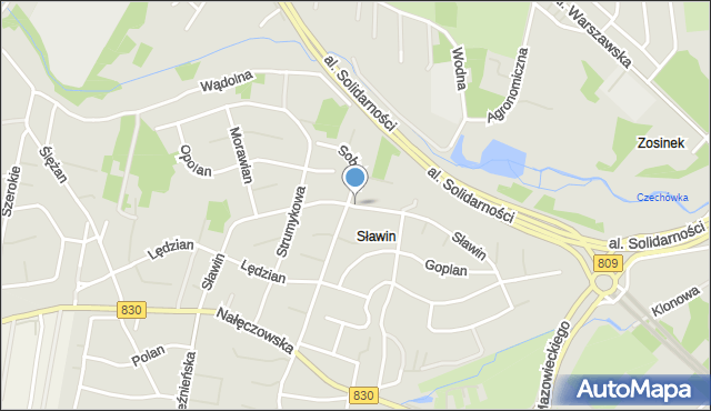 Lublin, Sławin, mapa Lublina