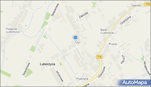 Luborzyca, Słoneczna, mapa Luborzyca