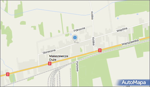 Małaszewicze Duże, Słoneczna, mapa Małaszewicze Duże