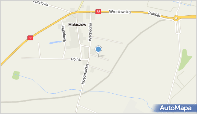 Małuszów gmina Kobierzyce, Słoneczna, mapa Małuszów gmina Kobierzyce