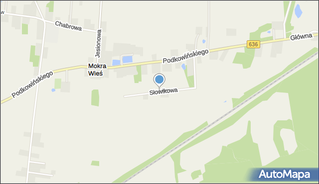 Mokra Wieś gmina Tłuszcz, Słowikowa, mapa Mokra Wieś gmina Tłuszcz