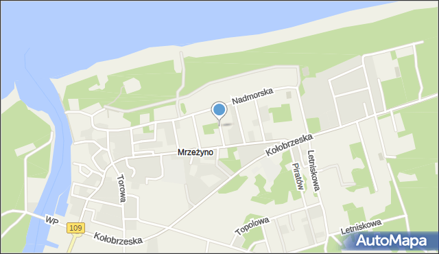 Mrzeżyno, Śląska, mapa Mrzeżyno