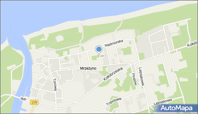 Mrzeżyno, Śląska, mapa Mrzeżyno