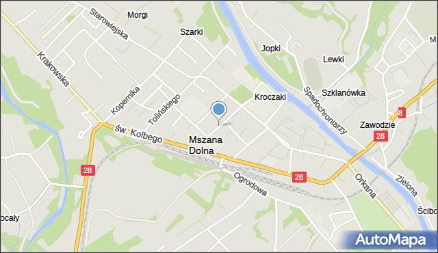 Mszana Dolna, Słowackiego Juliusza, mapa Mszana Dolna