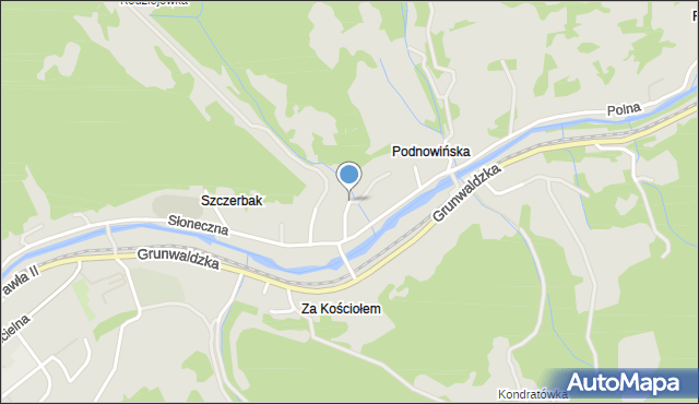 Muszyna, Słoneczna, mapa Muszyna