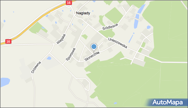 Naglady, Słoneczna, mapa Naglady