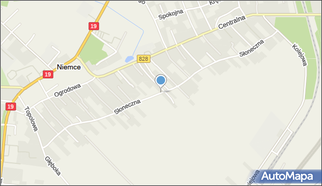 Niemce, Słoneczna, mapa Niemce