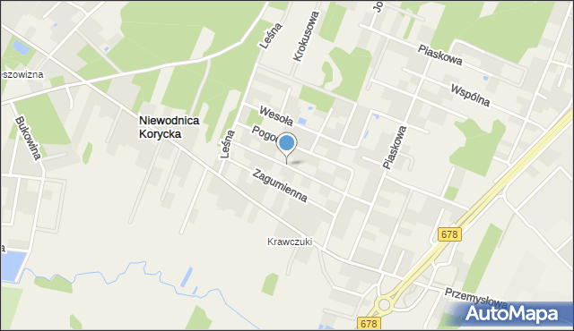 Niewodnica Korycka, Słoneczna, mapa Niewodnica Korycka