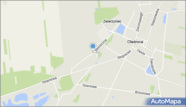 Oleśnica powiat staszowski, Słoneczna, mapa Oleśnica powiat staszowski