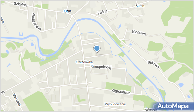 Orle gmina Wejherowo, Słoneczna, mapa Orle gmina Wejherowo