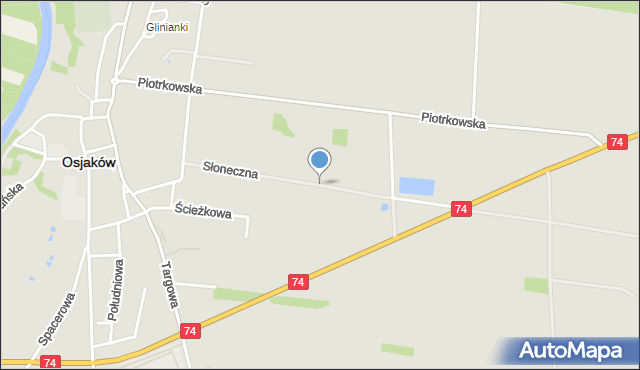 Osjaków, Słoneczna, mapa Osjaków