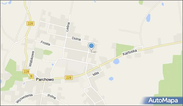 Parchowo powiat bytowski, Słoneczna, mapa Parchowo powiat bytowski