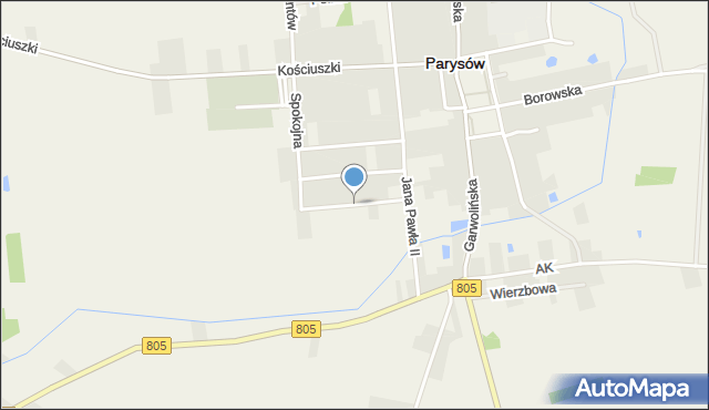 Parysów, Słoneczna, mapa Parysów