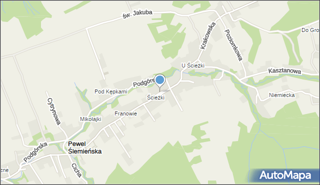 Pewel Ślemieńska, Słonecznikowa, mapa Pewel Ślemieńska