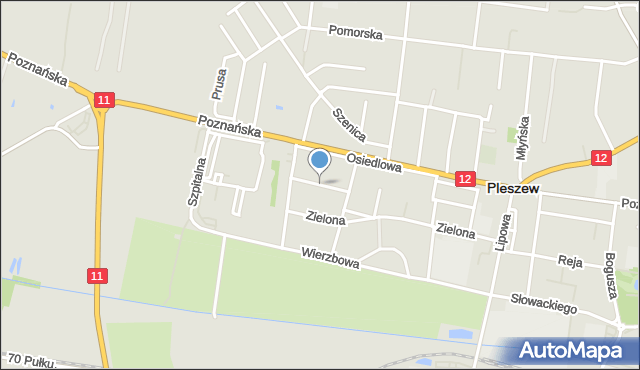 Pleszew, Słoneczna, mapa Pleszew