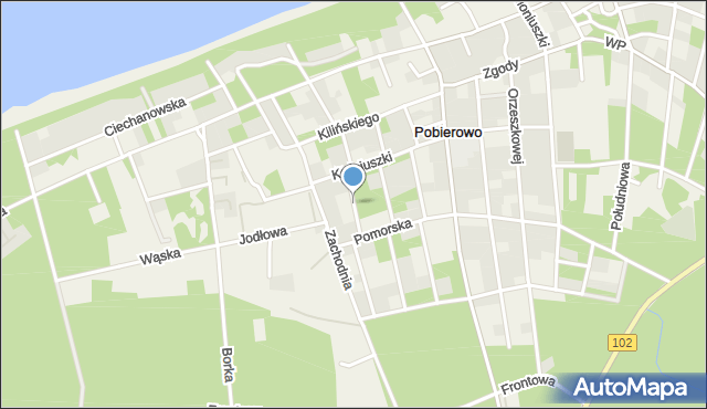 Pobierowo, Słowackiego Juliusza, mapa Pobierowo