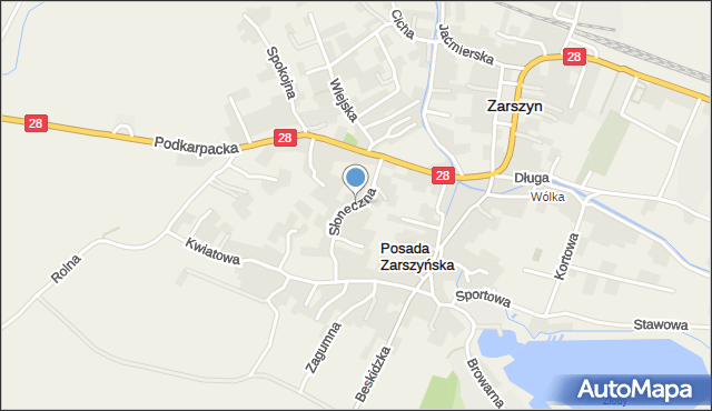 Posada Zarszyńska, Słoneczna, mapa Posada Zarszyńska