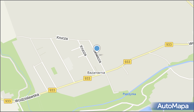 Pszczyna, Słowicza, mapa Pszczyny